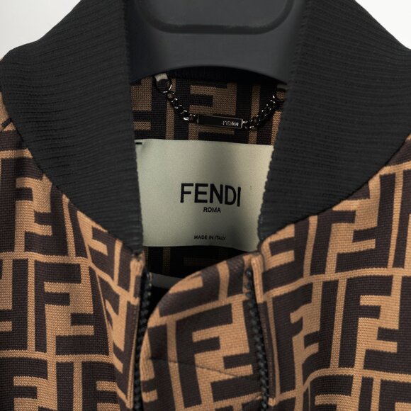 Fendi SS/19 "Mud & Dark Brown" FF-Motif Jersey Oversized Bomber Jacket - Picture 10 of 16